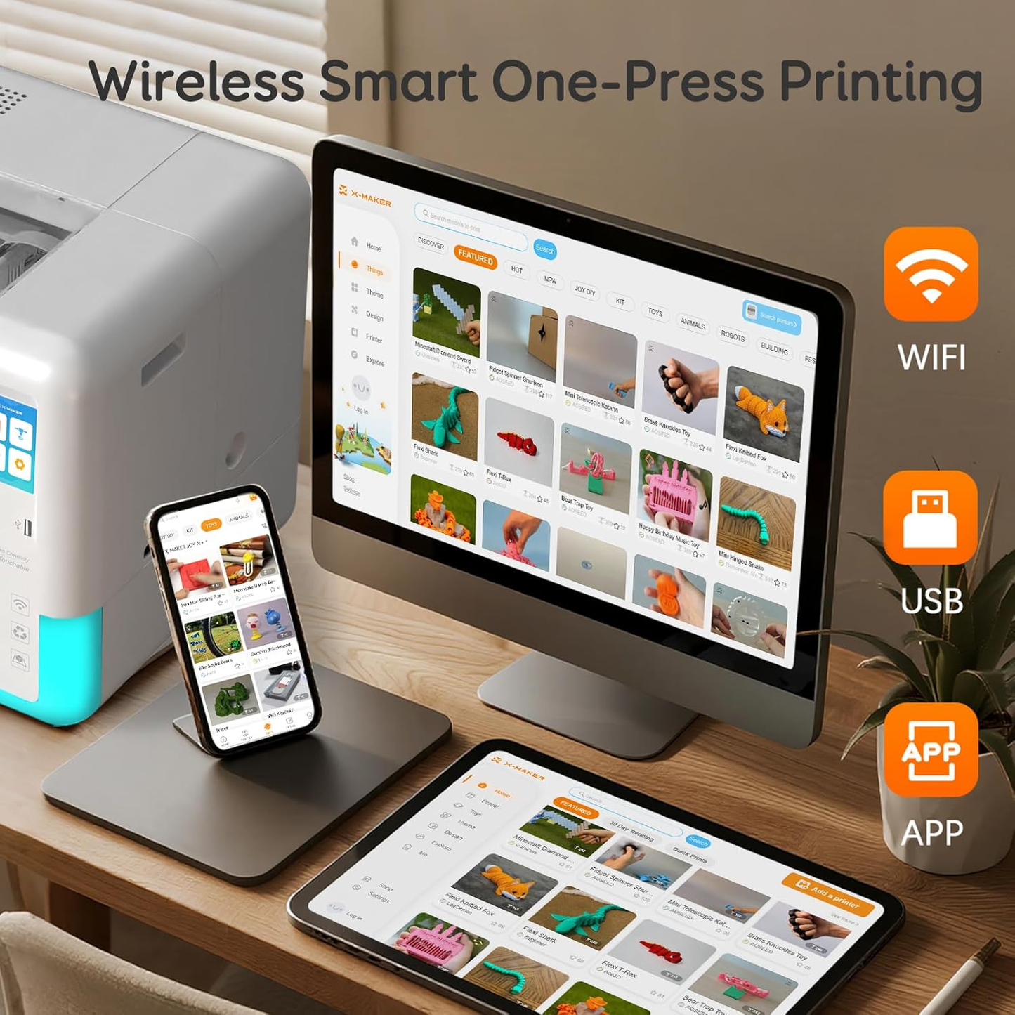 3D Printer for Kids & Beginners, Ai-Powered Toy Maker with Leveling-Free Design, 400Mm/S Speed, 17+ Design Modules, 8 PLA Filaments, Enclosed Mini 3D Printer for Home & School, X-Maker AI+