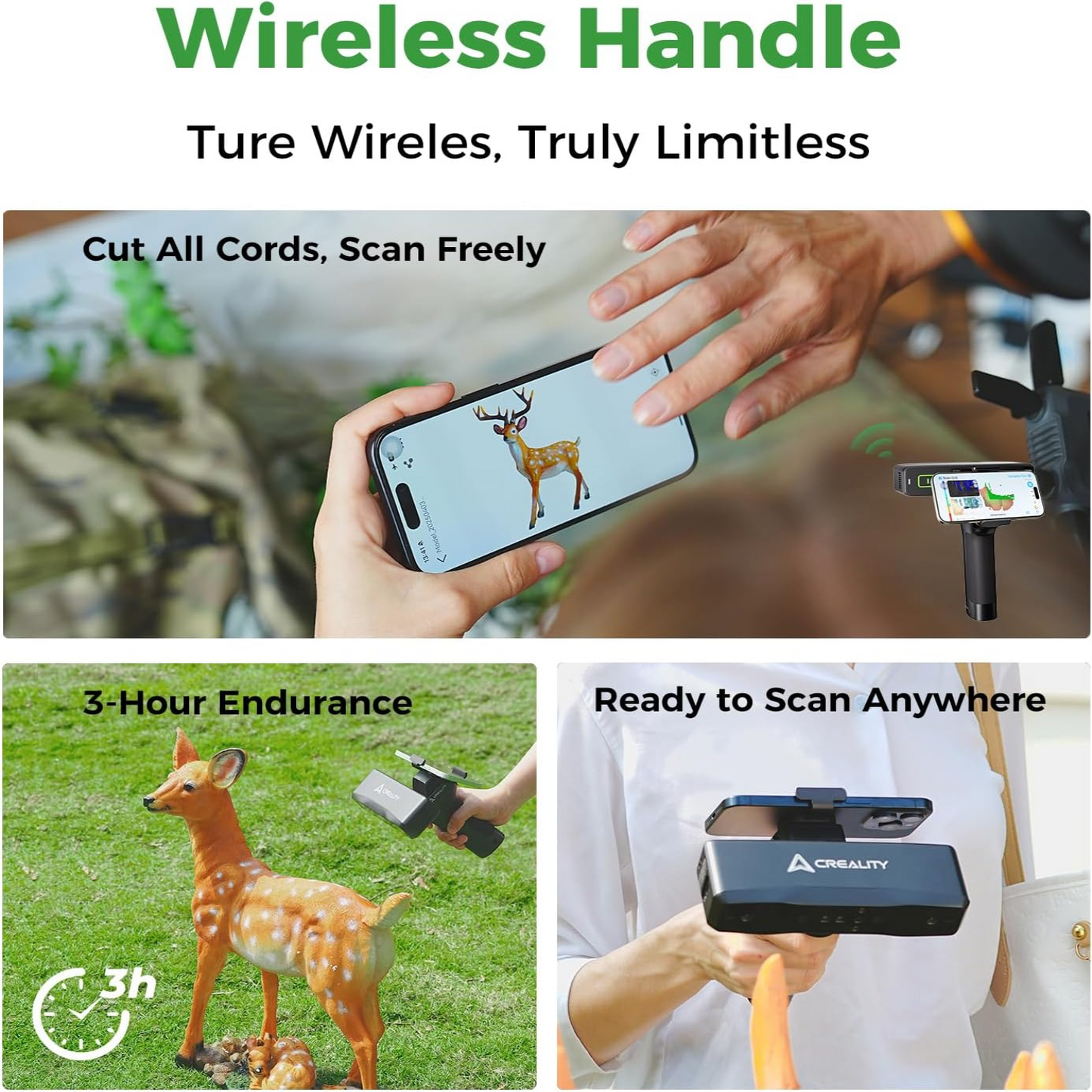 3D Scanner Otter Lite, Handheld Wireless Scanner with 0.05Mm Accuracy, Anti-Shake Tracking, up to 30FPS Scanning Speed