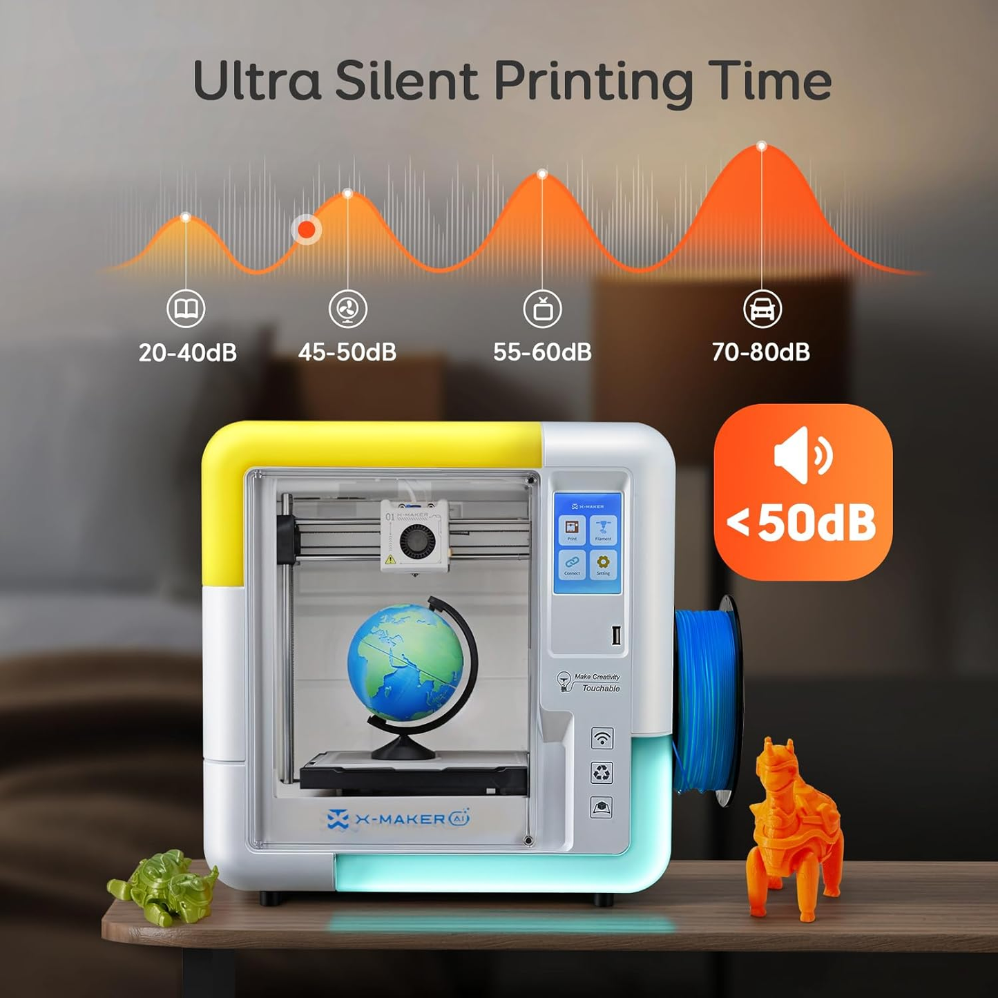 3D Printer for Kids & Beginners, Ai-Powered Toy Maker with Leveling-Free Design, 400Mm/S Speed, 17+ Design Modules, 8 PLA Filaments, Enclosed Mini 3D Printer for Home & School, X-Maker AI+