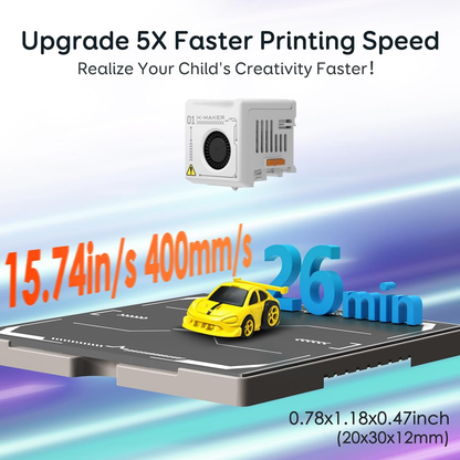 3D Printer for Kids & Beginners, Ai-Powered Toy Maker with Leveling-Free Design, 400Mm/S Speed, 17+ Design Modules, 8 PLA Filaments, Enclosed Mini 3D Printer for Home & School, X-Maker AI+
