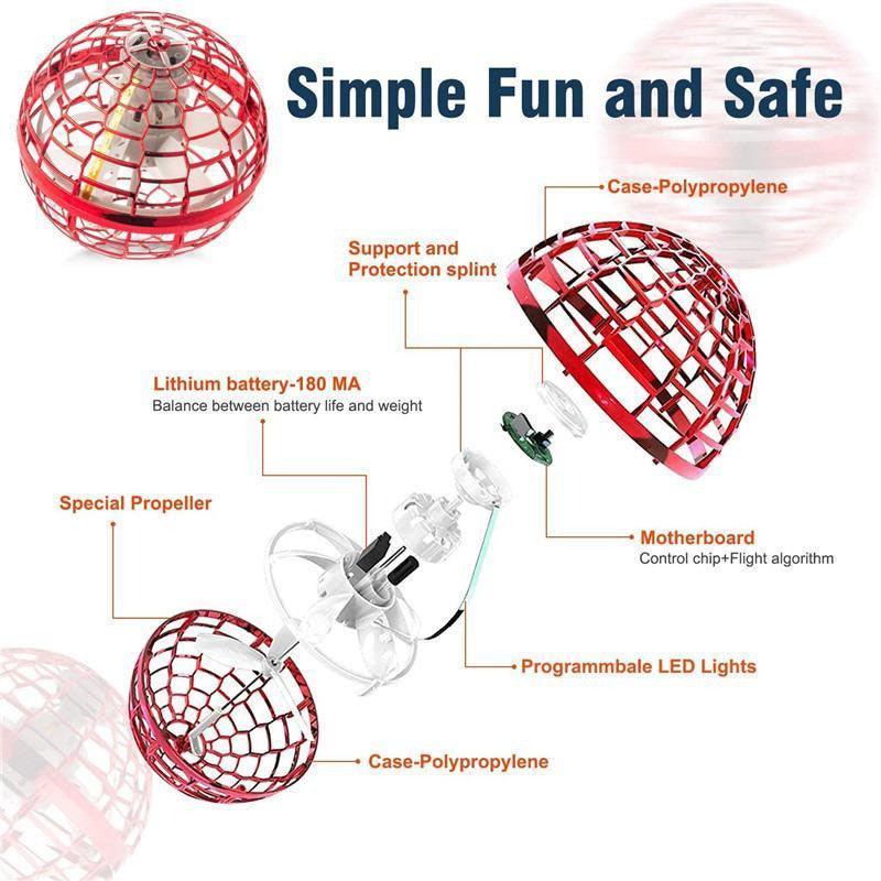 Fun LED Flying Orb Pro Mini Drone Boomerang Ball Toy Family Gift